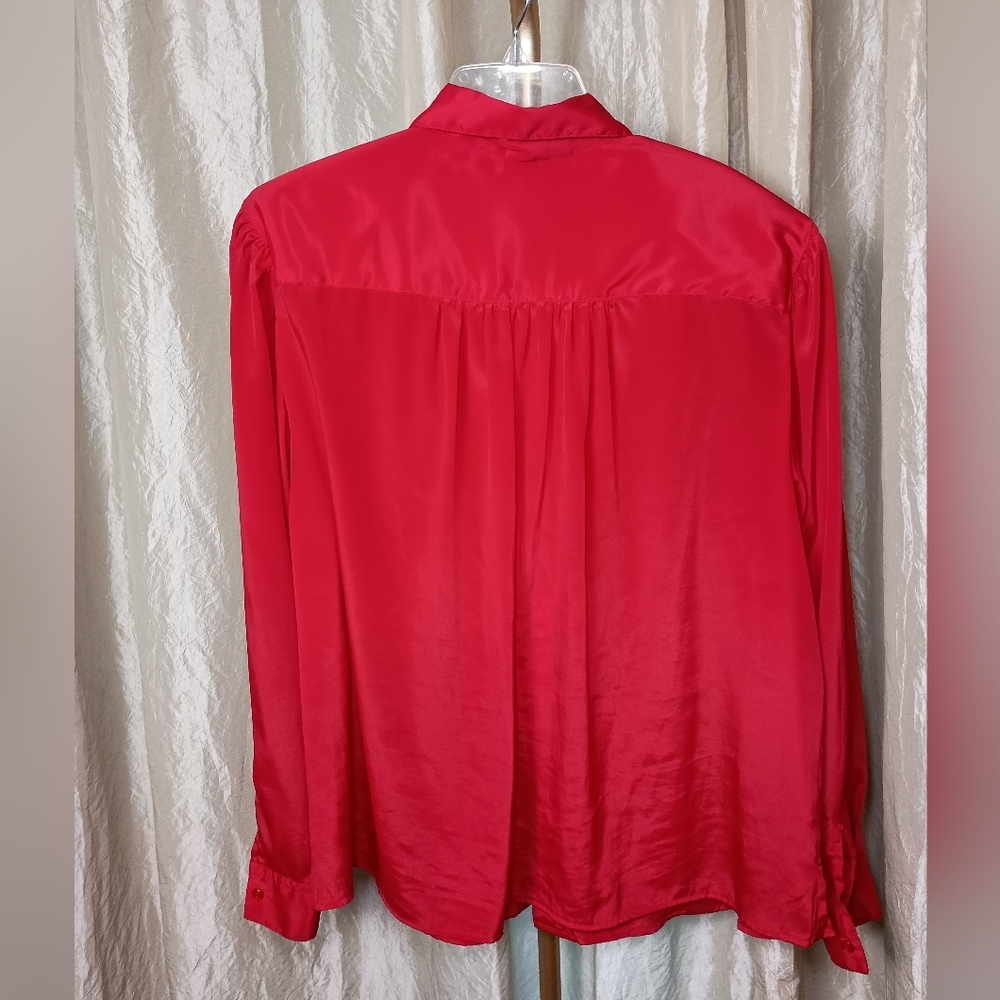 Fitting Image Vintage Red Structured Blouse Size 18 - Picture 4 of 11